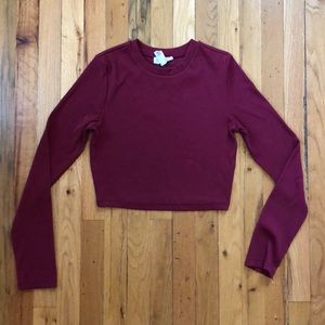 Maroon long sleeve crop top